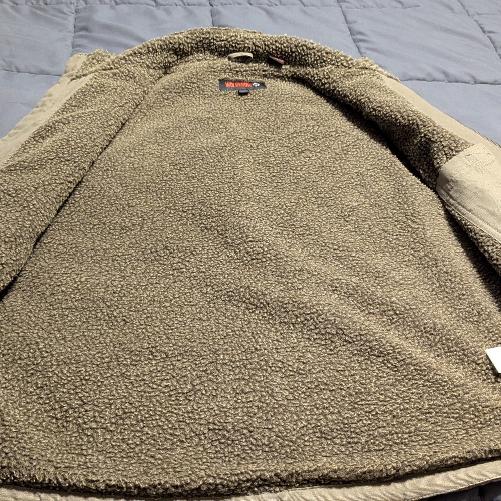 WOLVERINE Mens Zip Up Sherpa Lined Dark Greyish Khaki Colored Vest Size Large - Picture 6 of 12